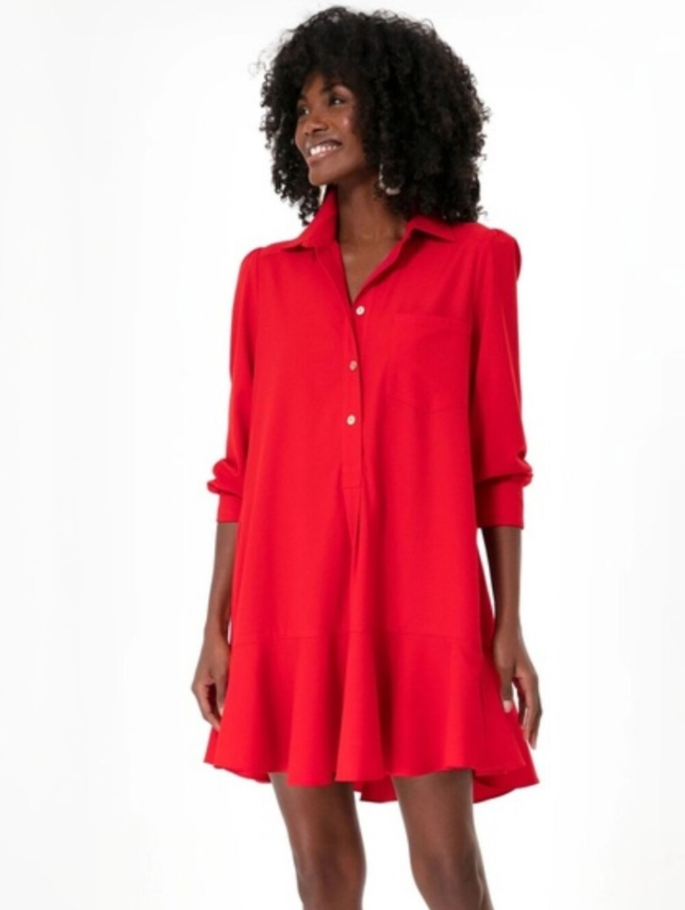 Tuckernuck Callahan Crepe Drop Waist Shirt Mini Dress Red Classic Preppy Size M